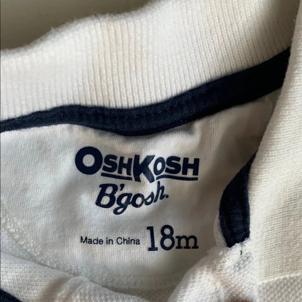 OshKosh B’gosh White Baby Boy Polo Onesie 18 Months